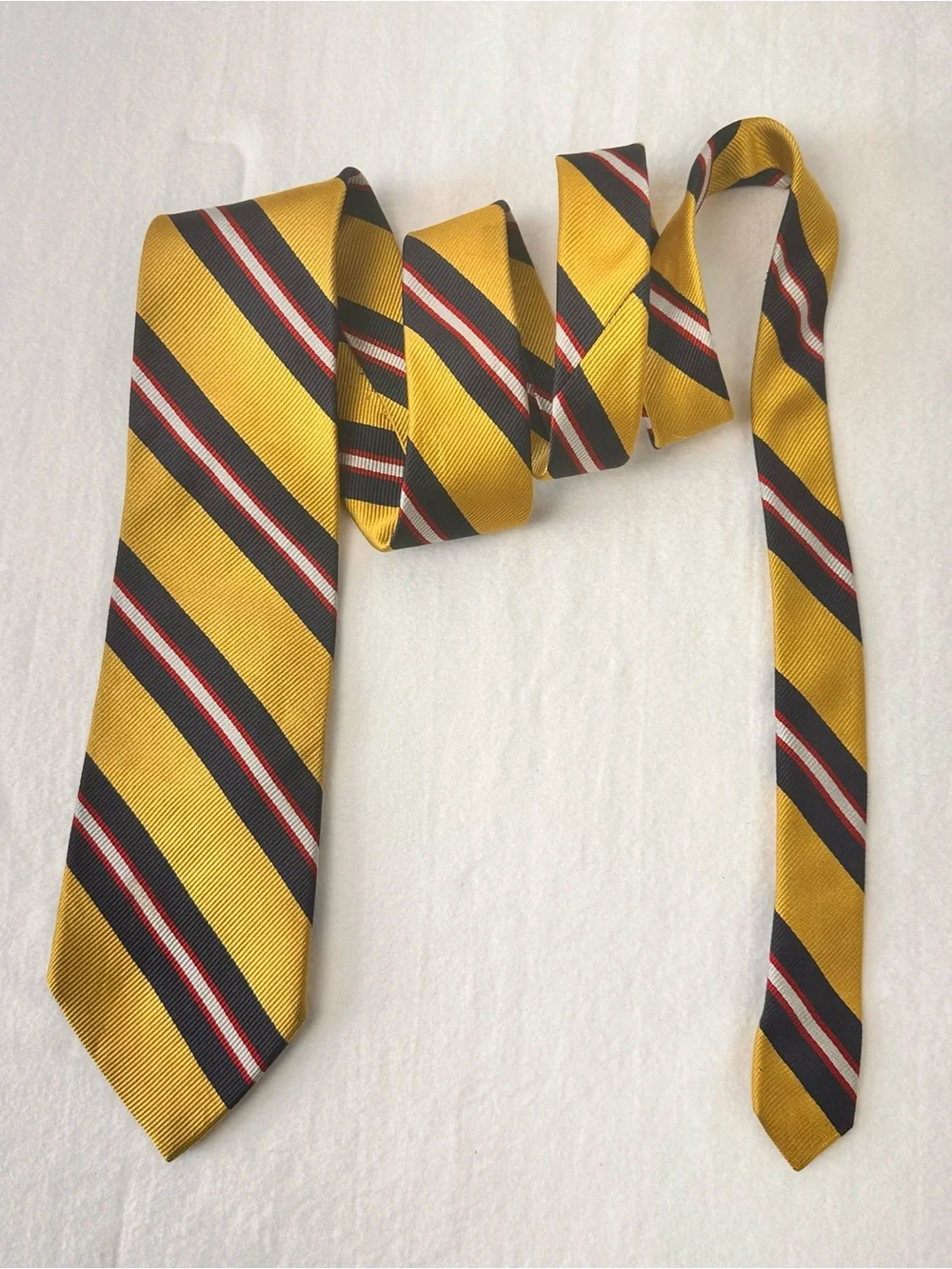 Men's Yellow and Navy Striped Tie - Classic Regimental Style Land’s